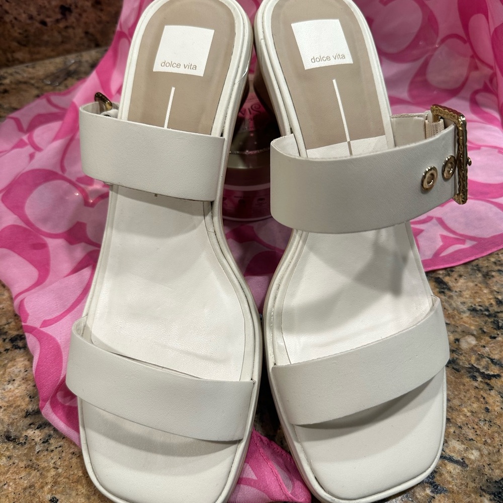 Dolce Vita White Chunky Platform Sandals